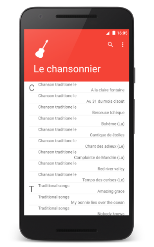 <i>Le Chansonnier - Liste des chansons</i>